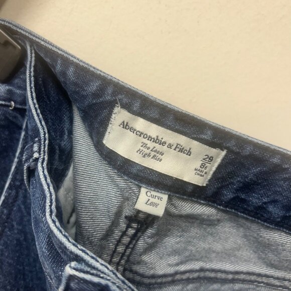 Abercrombie & Fitch Curve Love The Loose High Rise dark wash jeans 29 or 8 short - Picture 6 of 11